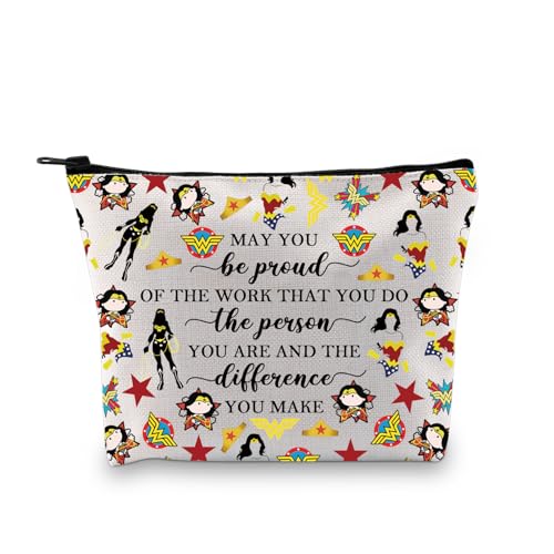 BDPWSS Feministisches Geschenk "May You Be Proud Of The Work You Do The Person You Are The Difference You Make Superhero Zipper Pouch, Be proud wonderw Tasche, modisch von BDPWSS