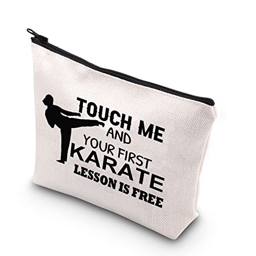 BDPWSS Karate-Kosmetiktasche für Mädchen, Motiv: Touch Me And You First Karate Lesson Is, mit Reißverschlussbeutel für Karate-Liebhaber, Geschenk, Touch Karateunterricht, Wasserdicht von BDPWSS
