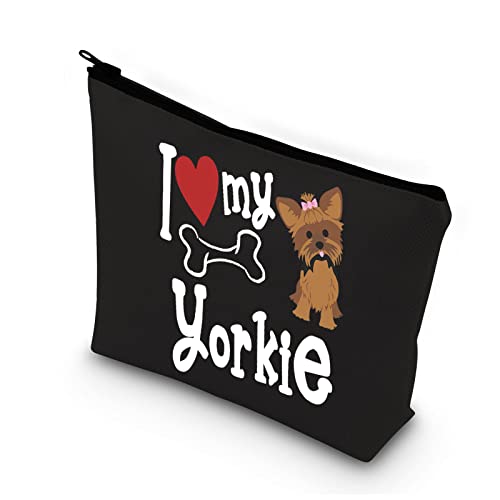 BDPWSS Yorkie Geschenk Yorkshire Terrier Welpe Hundeliebhaber Kosmetiktasche Yorkie Love Geschenk I Love My Yorkie wasserdichte Reisetasche für Yorkie Liebhaber Besitzer Yorkie Mama Geschenk, I love von BDPWSS