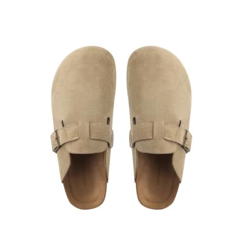 BDWMZKX Hausschuhe Damen Birkenstock-Schuhe Für Frauen, Dicke Sohlen, Erhöhte Größe, Birkenstock-zehen-Halbschuhe, Frühlings- Und Herbst-slip-on-slip-ons-khaki-35 von BDWMZKX