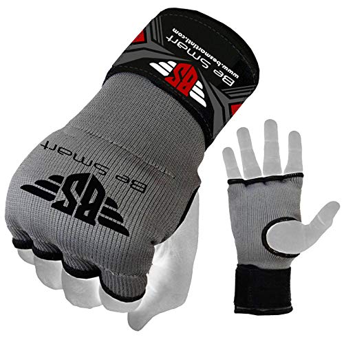 Gel-Box-Handbandagen / Handschuhe für Faust, gepolstert, für Kampfsportarten, grau, M von BE SMART