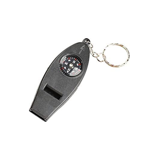 4 in 1 Mini -Taschen -Thermometer Multi -Gebrauch -Pfeife Kompass -Lupe Keychain Praktische Notfallüberlebenswerkzeug für Schwarze Outdoor, Whistle Compass Lupe Tastatur von BEAHING