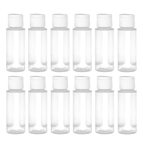 BEAHING 12 PCs transparente Kunststoff -Reiseflaschen nachfüllbare Toilnierbehälter für Lotionproben Duschgellotion 100 ml, Reisegröße Behälter kleine Squeeze Flaschen Silikon von BEAHING