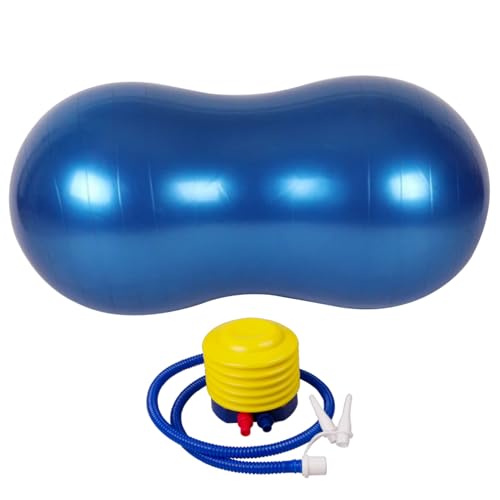 BEAHING Erdnussball, Erdnussball mit, 35x18-Zoll-Burst-resistenter PVC tragbarer, verdickter Yogamall Flexibler Trainingskugel für Therapie, Arbeit (glatt, dunkelblau) von BEAHING