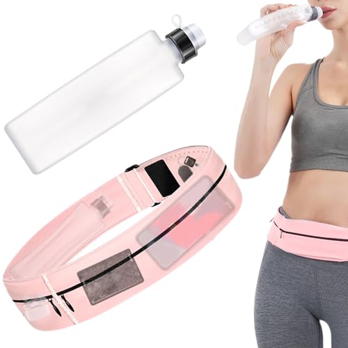 Laufgürtel mit Wasserflasche, laufender Fanny-Pack mit Reißverschluss-Mehrfach-Pocket, atmungsaktives Laufsack mit Reflektoren, verstellbaren Laufgurten, Laufgürtel mit Wasserflasche von BEAHING