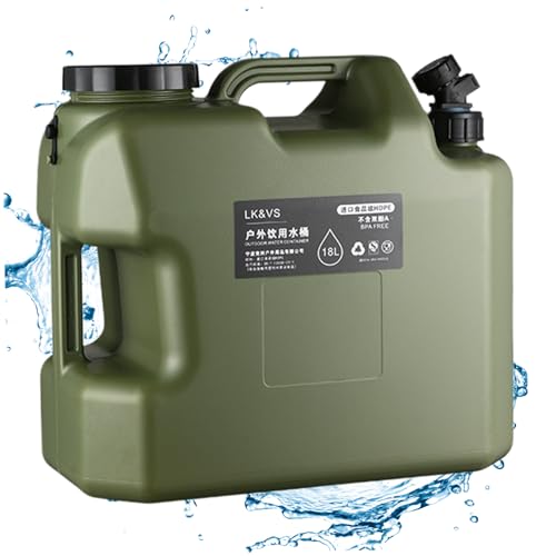 Wasserbehälter 18l BPA freier Wasserbehälter mit Fließregelung Zapfen Camping Wasserspeicher Behälter tragbarer Wassertank mit Griffen Wasserspeicherbehälter zum Camping, Wandern von BEAHING