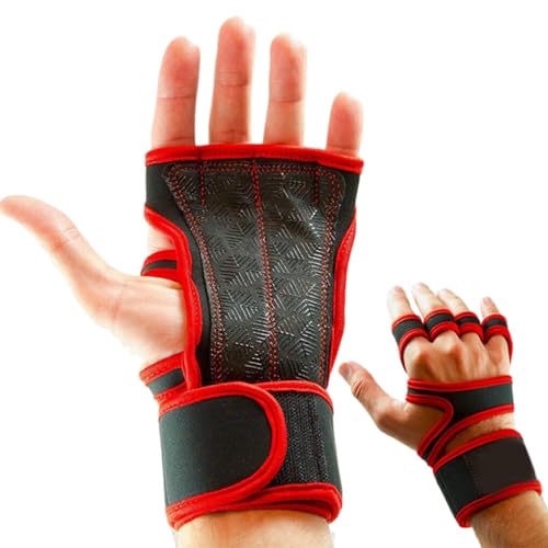 BEALIFE 2 Stück Fitness Handschuhe zum Gewichtheben, atmungsaktiv und langlebig, Bequeme Gewichtheber Handschuhe aus Leder, Fitness, Rot, L von BEALIFE