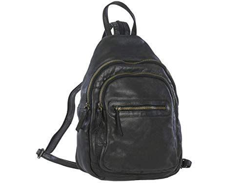 Bear Design Rucksack Leder Cityrucksack Backpack schwarz für Damen Damenrucksack Frauen City Reise von Bear Design