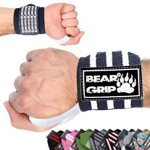 BEAR GRIP - Handgelenkstütz-Bänder für das Gewichtheben (Schwarz Weiß SE) von BEAR GRIP