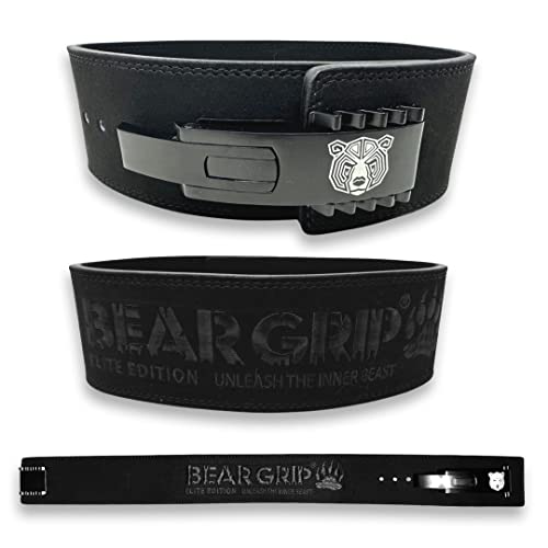 BEAR GRIP Power Belt - Elite Edition Premium Double Pong Gewichthebergürtel (L, Blacked Out) von BEAR GRIP