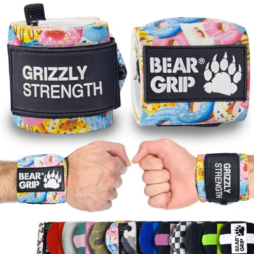 BEAR GRIP - Premium Heavy Duty Gewichtheben Handgelenkbandagen, Bodybuilding, Crossfit, Powerlifting, StrongMan (61 cm, Donut) von BEAR GRIP