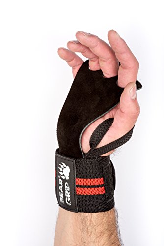 Bear Grip – CrossFit-Handschuhe mit Leder-Handfläche, idealer Schutz für WOD-Fitness, Gewichtheben, Powerlifting, spezielles Einheitsgrößen-Design, schwarz / rot von BEAR GRIP
