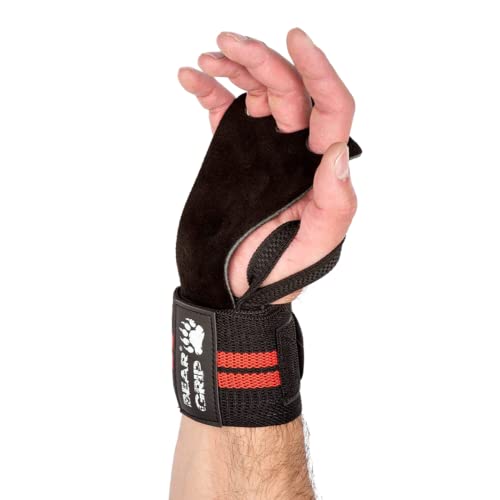 Bear Grip – CrossFit-Handschuhe mit Leder-Handfläche, idealer Schutz für WOD-Fitness, Gewichtheben, Powerlifting, spezielles Einheitsgrößen-Design, schwarz / weiß von BEAR GRIP