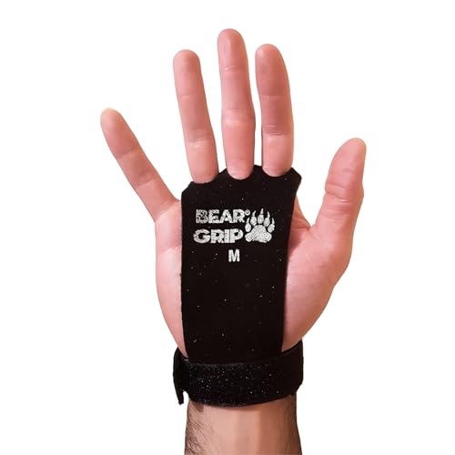 Crossfit-Handflächenschutz von Bear Grip, Leather Black 3 Hole, Large von BEAR GRIP