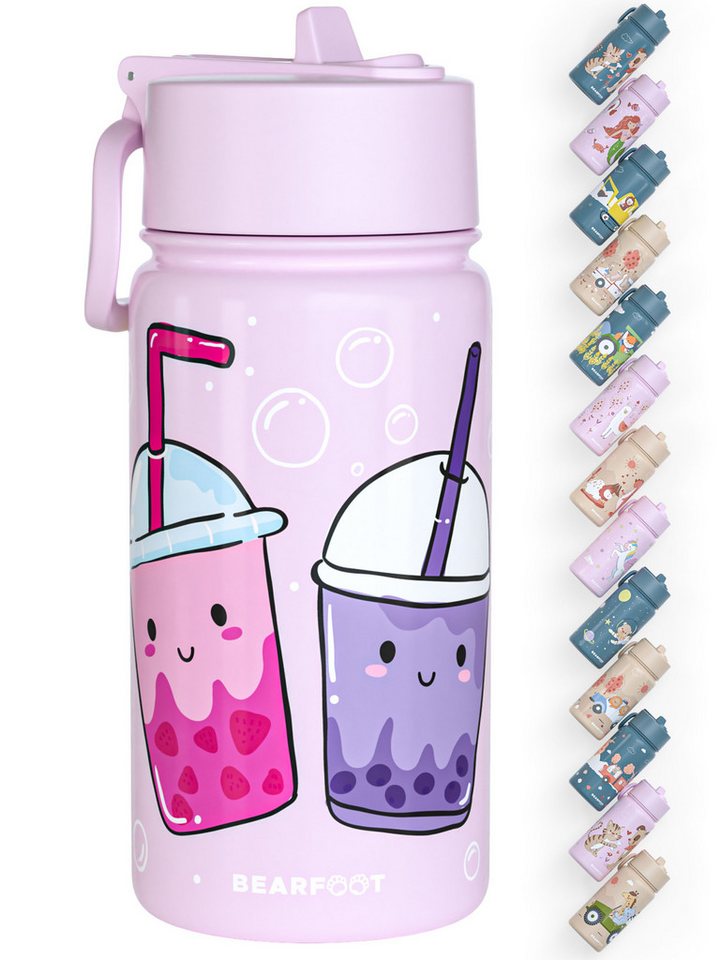 BEARFOOT Trinkflasche Thermo Kinder Trinkflasche Edelstahl - BubbleTea lila, Thermosflasche, auslaufsicher, Edelstahl, Kinderflasche, BPA-frei von BEARFOOT