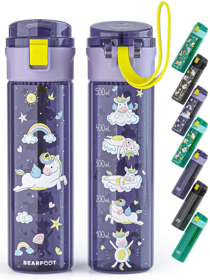 BEARFOOT Trinkflasche Trinkflasche Kinder, leichte Wasserflasche - Einhorn von BEARFOOT