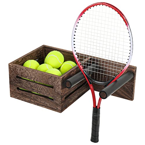 Wandmontierter Tennisschlägerhalter für Badmintonschläger, Aufbewahrungsregal, Tischtennisball, Paddelhalter, Tennisball, Aufbewahrungskorb von BEARUT