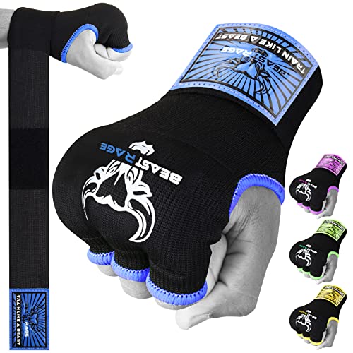 BEAST RAGE Boxbandagen, Gelhandschuhe, MMA, 75 cm lang, gepolstert, elastisch, schnelles Boxen, Boxsack, Training, Muay Thai, Handbandagen-Set UFC Bandagen für Herren Damen Kinder (L (Erwachsene), von BEAST RAGE