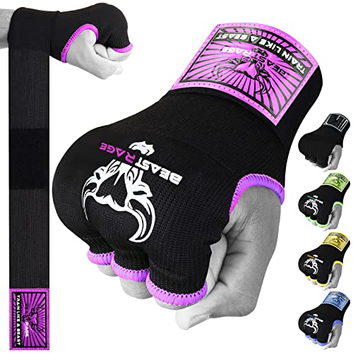 Beast Rage Boxbandagen, Gelhandschuhe, MMA, 75 cm lang, gepolstert, elastisch, schnelles Boxen, Boxsack, Training, Muay Thai, Handbandagen-Set von BEAST RAGE