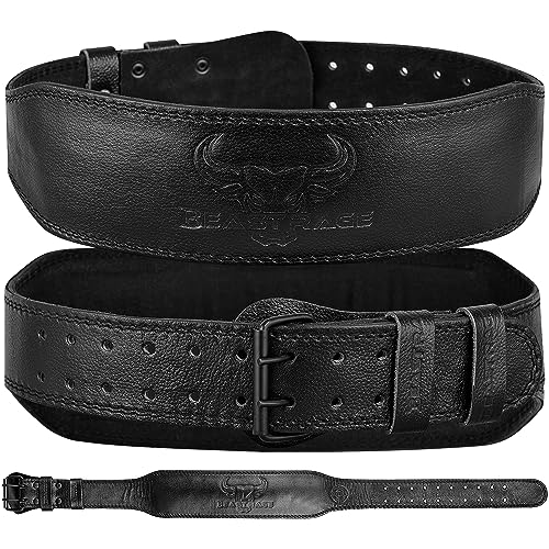 BEAST RAGE Gewichthebergürtel für Damen und Herren, Leder-Fitnessgürtel zum Gewichtheben, 10,2 cm gepolsterte Lendenwirbelstütze, 10 verstellbare Löcher, ideal für Powerlifting, Kreuzheben (S, von BEAST RAGE