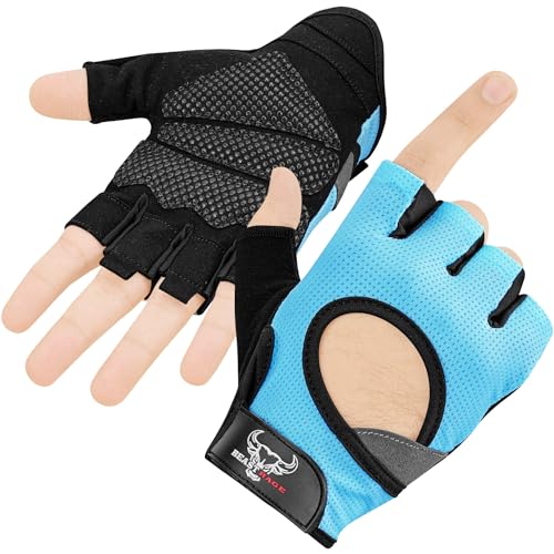 BEAST RAGE Gewichtheberhandschuhe für Männer und Frauen, Gym Handschuhe für Crossfit.Atmungsaktiv,rutschfest Silikon gepolsterte Handfläche Schutz Trainingshandschuhe für Gewichtheben (Aqua, S) von BEAST RAGE