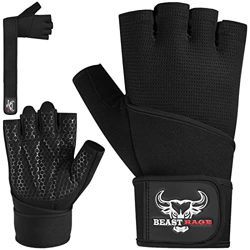 Beast Rage Fitness-Handschuhe, Trainingshandschuhe für Damen und Herren vollständig gepolstert, Handgelenkstütze,für Crossfit, Bodybuilding Krafttraining, Radfahren von BEAST RAGE