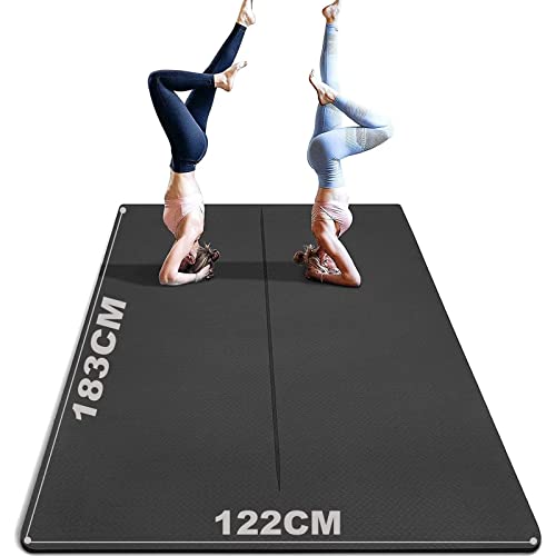 Yogamatte XXL, 183 x 122cm Yoga Matte mit Taschen, 8mm Dicke Sportmatte Fitnessmatte Rutschfest, TPE Gymnastikmatte für Zuhause und Draußen, 2.23m² Trainingsmatte Groß für Yoga Pilates Workout von BEAUTYOVO