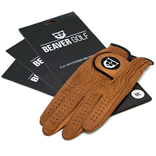 BEAVER GOLF 3X Herren Golf Handschuh Cognac - Season Pack - Premium Cabretta-Leder - maximale Qualität - nachhaltig - Handarbeit (XXL, Links (Rechtshänder)) von BEAVER GOLF