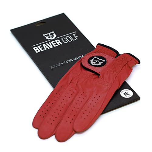 BEAVER GOLF Herren Golf Handschuh Red Velvet - Premium Cabretta-Leder - Nachhaltig - Handarbeit (S, Rechts) von BEAVER GOLF