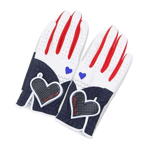 BEBIKR 1 Paar Golfhandschuhe für Damen, für Links- und Rechtshänder, rutschfeste Ledergriff-Golfer-Handschuhe, flexibel zu tragen, Golfaufführungen, herzförmige Handschuhe von BEBIKR
