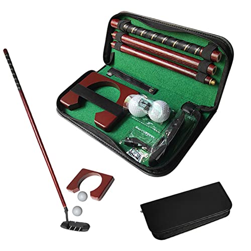 Golf-Putter-Set, tragbares Golf-Übungsausrüstungs-Set mit abnehmbarem Putter und Ball für In/Outdoor-Golf-Trainingsset, Golf-Putting-Becher für den Innenbereich, 3 Abschnitte, faltbare Hand von BEBIKR