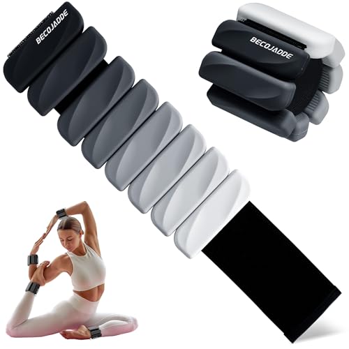 BECOJADDE Gewichtsmanschetten fuß 0.45 KG Je Gewichte für Beine und Arme Set 2 Ankle Weights Handgelenk Gewichte Knöchelgewichte Fussgewichte für Joggen Cardio Aerobic Krafttraining Schwarzverlauf von BECOJADDE