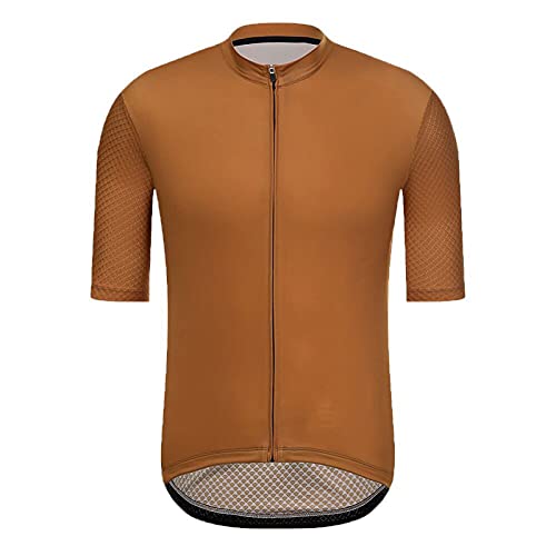 BEDSETS Radtrikot Herren Kurzarm Fahrradtrikot Herren T-Shirt Jersey Radsport Funktionsshirt Elastische Atmungsaktive Schnell Trocknen Stoff (Kaffeefarbe,M) von BEDSETS