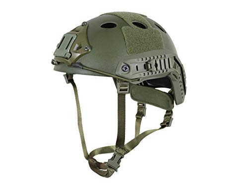 BEGADI Basic 'Parajumper Fast' Combat Helm, für Airsoft, mit umfangreichem Zubehör - Olive - von BEGADI