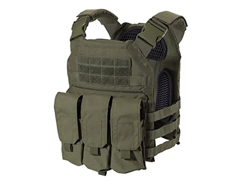 BEGADI Plate Carrier 'Universal', aus 500D Nylon, mit SAPI Dummys und Magazintasche - Olive von BEGADI