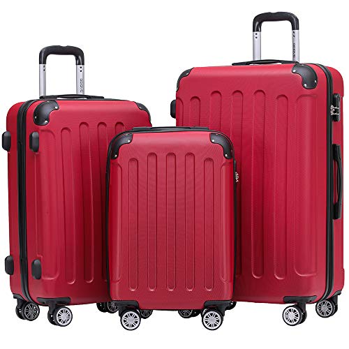 BEIBYE 2045 Zwillingsrollen 3tlg. Reisekoffer Koffer Kofferset Trolleys Hartschale in 14 Farben (Chillirot) von BEIBYE