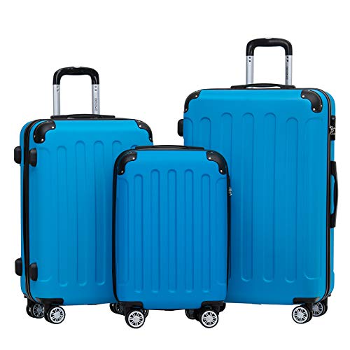 BEIBYE 2045 Zwillingsrollen 3tlg. Reisekoffer Koffer Kofferset Trolleys Hartschale in 14 Farben (Tuerkis) von BEIBYE