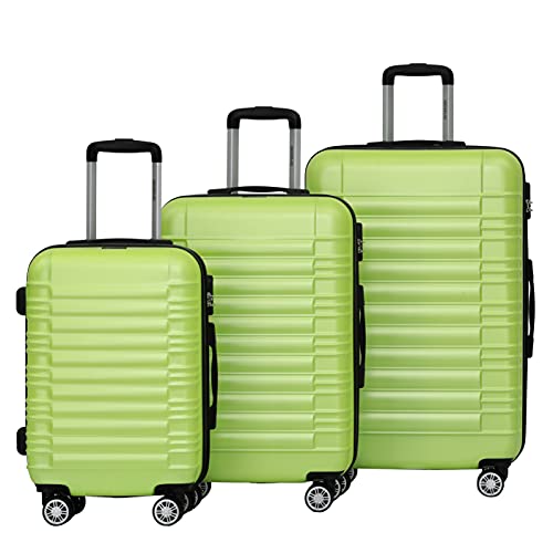BEIBYE 2088 Zwillingsrollen Reisekoffer Koffer Trolleys Hartschale M-L-XL-Set (Green, Set) von BEIBYE