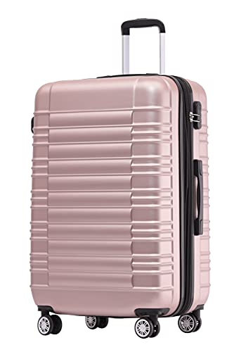 BEIBYE 2088 Zwillingsrollen Reisekoffer Koffer Trolleys Hartschale M-L-XL-Set (Rosa Gold, XL) von BEIBYE