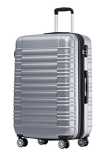 BEIBYE 2088 Zwillingsrollen Reisekoffer Koffer Trolleys Hartschale M-L-XL-Set (Silber, M) von BEIBYE