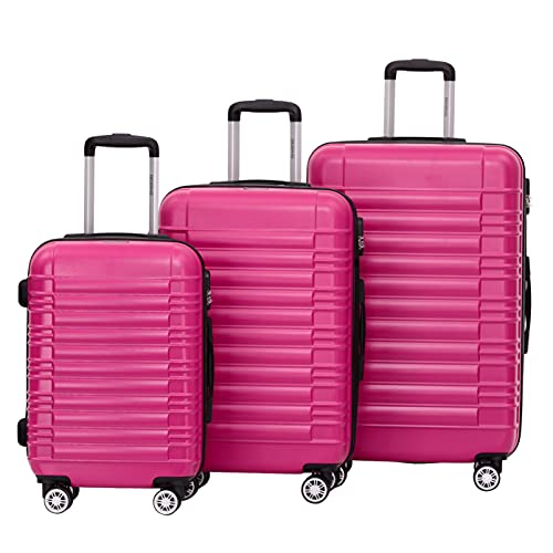 BEIBYE 2088 Zwillingsrollen Reisekoffer Koffer Trolleys Hartschale M-L-XL-Set in 13 Farben (Peach, Set) von BEIBYE