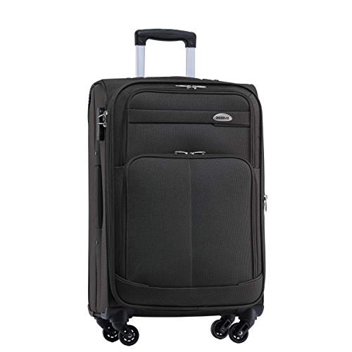 BEIBYE 4 Rollen Reisekoffer 3tlg.Stoffkoffer Handgepäck Kindergepäck Gepäck Koffer Trolley Set-XL-L-M (Coffee, L-Mittlerer Koffer-64cm) von BEIBYE