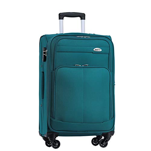 BEIBYE 4 Rollen Reisekoffer 3tlg.Stoffkoffer Handgepäck Kindergepäck Gepäck Koffer Trolley Set-XL-L-M (Turquoise, L-Mittlerer Koffer-64cm) von BEIBYE