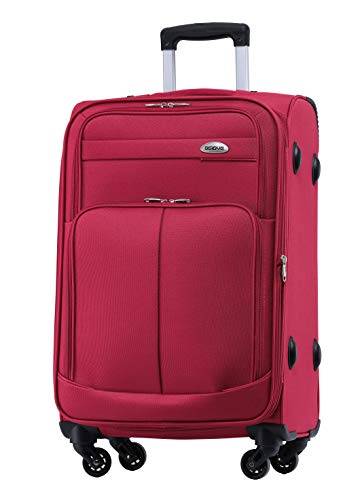 BEIBYE 4 Rollen Reisekoffer 3tlg.Stoffkoffer Handgepäck Kindergepäck Gepäck Koffer Trolley Set-XL-L-M (Weinrot, M-Handgepäck-54cm) von BEIBYE