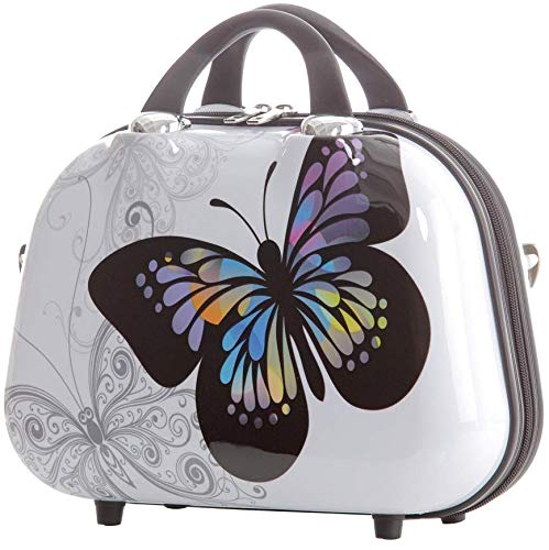 BEIBYE Butterfly 2060 4tlg Reisekoffer Trolley Hartschalen Kofferset (S (Beautycase)) von BEIBYE