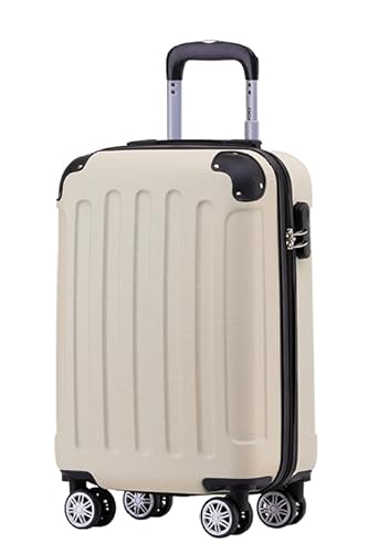 BEIBYE Hartschalen-Koffer Trolley Rollkoffer Reisekoffer Handgepäck 4 Rollen (M-L-XL-Set) (Creme White, M) von BEIBYE