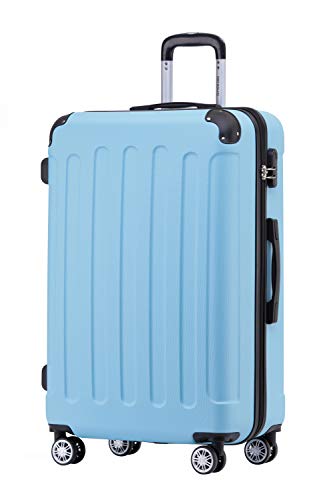 BEIBYE Hartschalen-Koffer Trolley Rollkoffer Reisekoffer Handgepäck 4 Rollen (M-L-XL-Set) (Glacial Blue, L) von BEIBYE