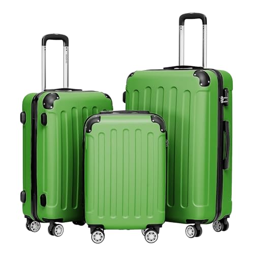 BEIBYE Hartschalen-Koffer Trolley Rollkoffer Reisekoffer Handgepäck 4 Rollen (M-L-XL-Set) (Olive, Set) von BEIBYE