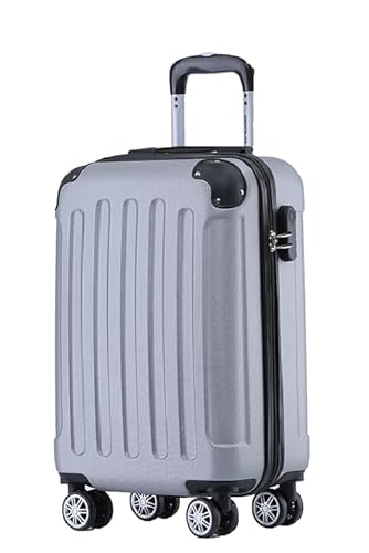 BEIBYE Hartschalen-Koffer Trolley Rollkoffer Reisekoffer Handgepäck 4 Rollen (M-L-XL-Set) (Silber, M) von BEIBYE