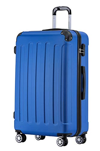 BEIBYE Hartschalen-Koffer Trolley Rollkoffer Reisekoffer Sicherheit Zahlenschloß Zwillingsrolle ABS Material Handgepäck 4 Rollen (M-L-XL-Set) (Blau, L) von BEIBYE
